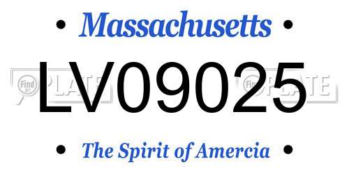 LV09025 Massachusetts License Plate