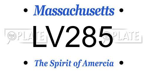 LV285 Massachusetts License Plate