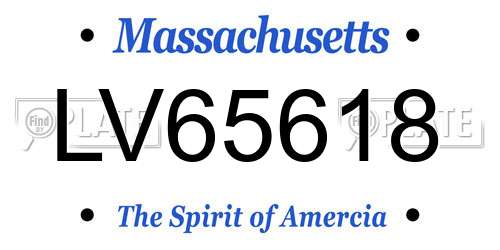 LV65618 Massachusetts License Plate