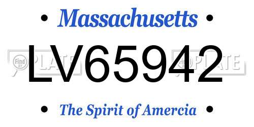 LV65942 Massachusetts License Plate