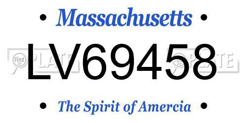 LV69458 Massachusetts License Plate
