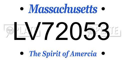 LV72053 Massachusetts License Plate