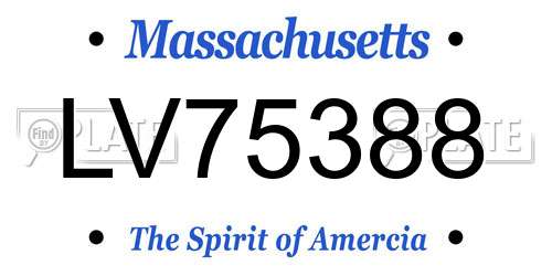 LV75388 Massachusetts License Plate