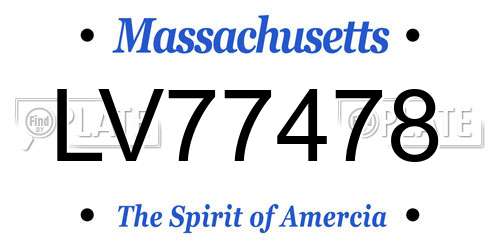 LV77478 Massachusetts License Plate