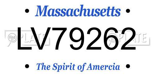 LV79262 Massachusetts License Plate