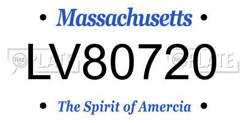 LV80720 Massachusetts License Plate