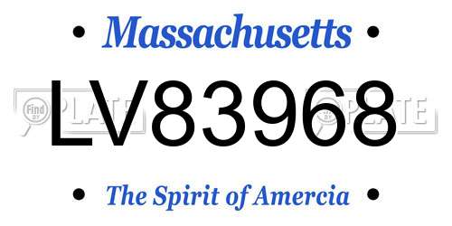LV83968 Massachusetts License Plate