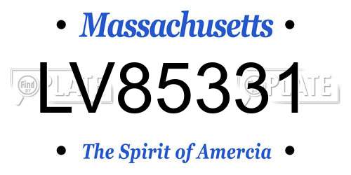 LV85331 Massachusetts License Plate