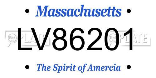 LV86201 Massachusetts License Plate