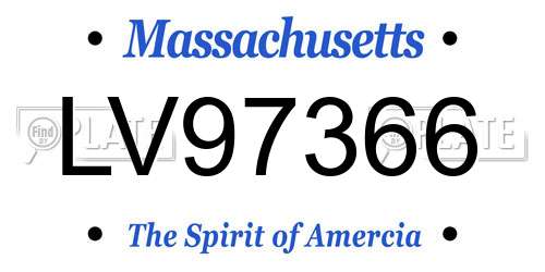 LV97366 Massachusetts License Plate