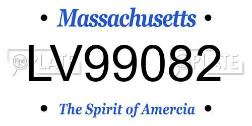 LV99082 Massachusetts License Plate