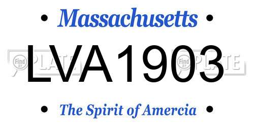 LVA1903 Massachusetts License Plate