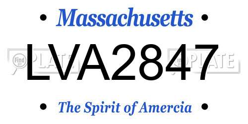 LVA2847 Massachusetts License Plate