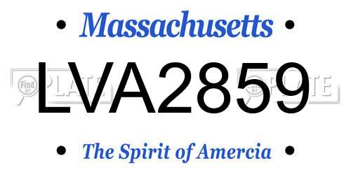 LVA2859 Massachusetts License Plate