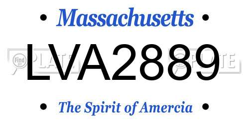 LVA2889 Massachusetts License Plate