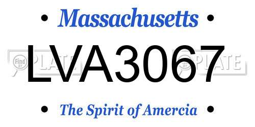 LVA3067 Massachusetts License Plate
