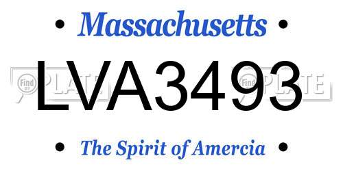 LVA3493 Massachusetts License Plate