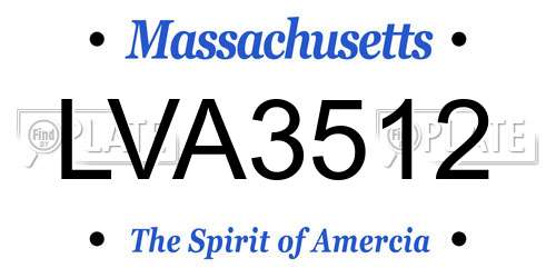 LVA3512 Massachusetts License Plate