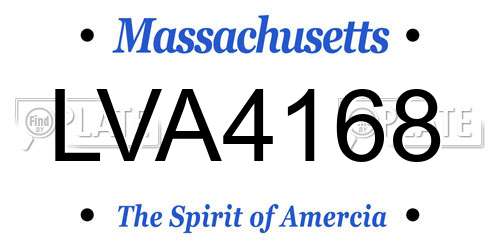 LVA4168 Massachusetts License Plate