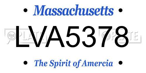 LVA5378 Massachusetts License Plate