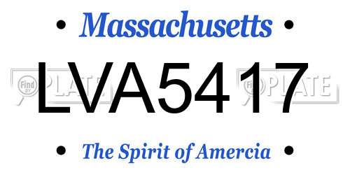 LVA5417 Massachusetts License Plate