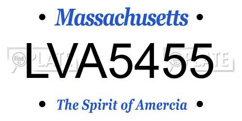 LVA5455 Massachusetts License Plate
