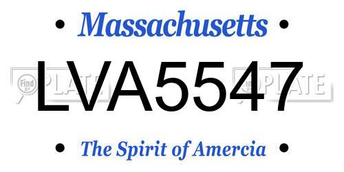 LVA5547 Massachusetts License Plate