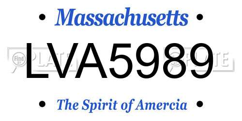 LVA5989 Massachusetts License Plate