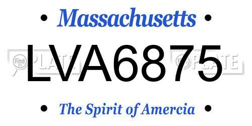 LVA6875 Massachusetts License Plate