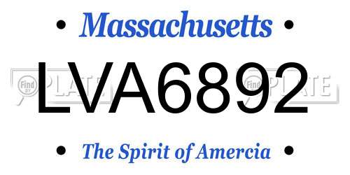 LVA6892 Massachusetts License Plate