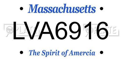 LVA6916 Massachusetts License Plate