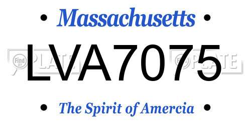 LVA7075 Massachusetts License Plate