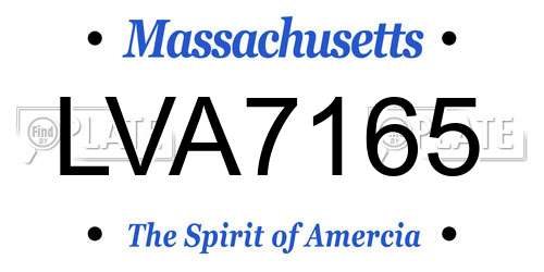 LVA7165 Massachusetts License Plate