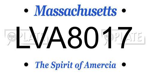 LVA8017 Massachusetts License Plate