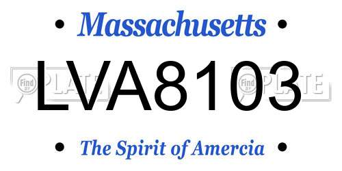LVA8103 Massachusetts License Plate