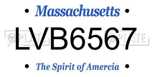 LVB6567 Massachusetts License Plate