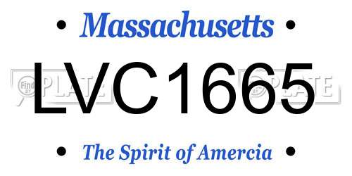 LVC1665 Massachusetts License Plate