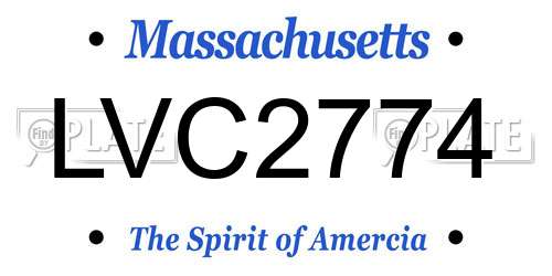 LVC2774 Massachusetts License Plate