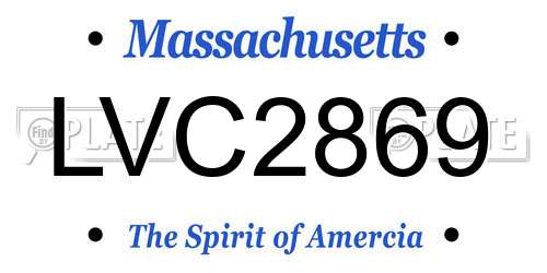 LVC2869 Massachusetts License Plate