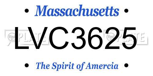 LVC3625 Massachusetts License Plate