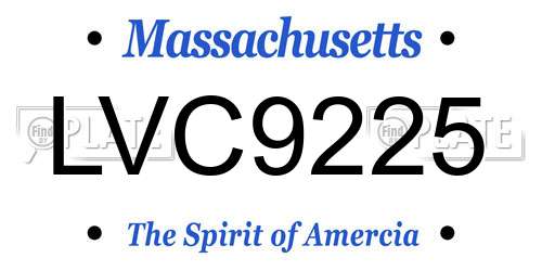 LVC9225 Massachusetts License Plate