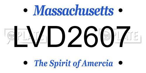 LVD2607 Massachusetts License Plate