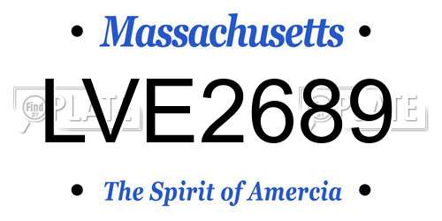 LVE2689 Massachusetts License Plate