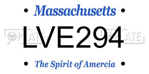 LVE294 Massachusetts License Plate