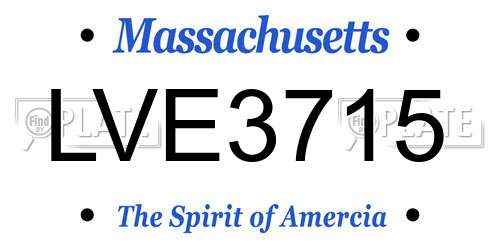 LVE3715 Massachusetts License Plate
