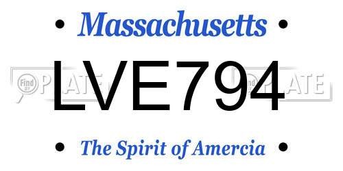 LVE794 Massachusetts License Plate