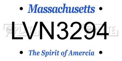 LVN3294 Massachusetts License Plate