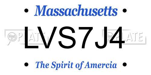 LVS7J4 Massachusetts License Plate