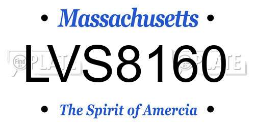 LVS8160 Massachusetts License Plate
