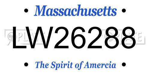 LW26288 Massachusetts License Plate